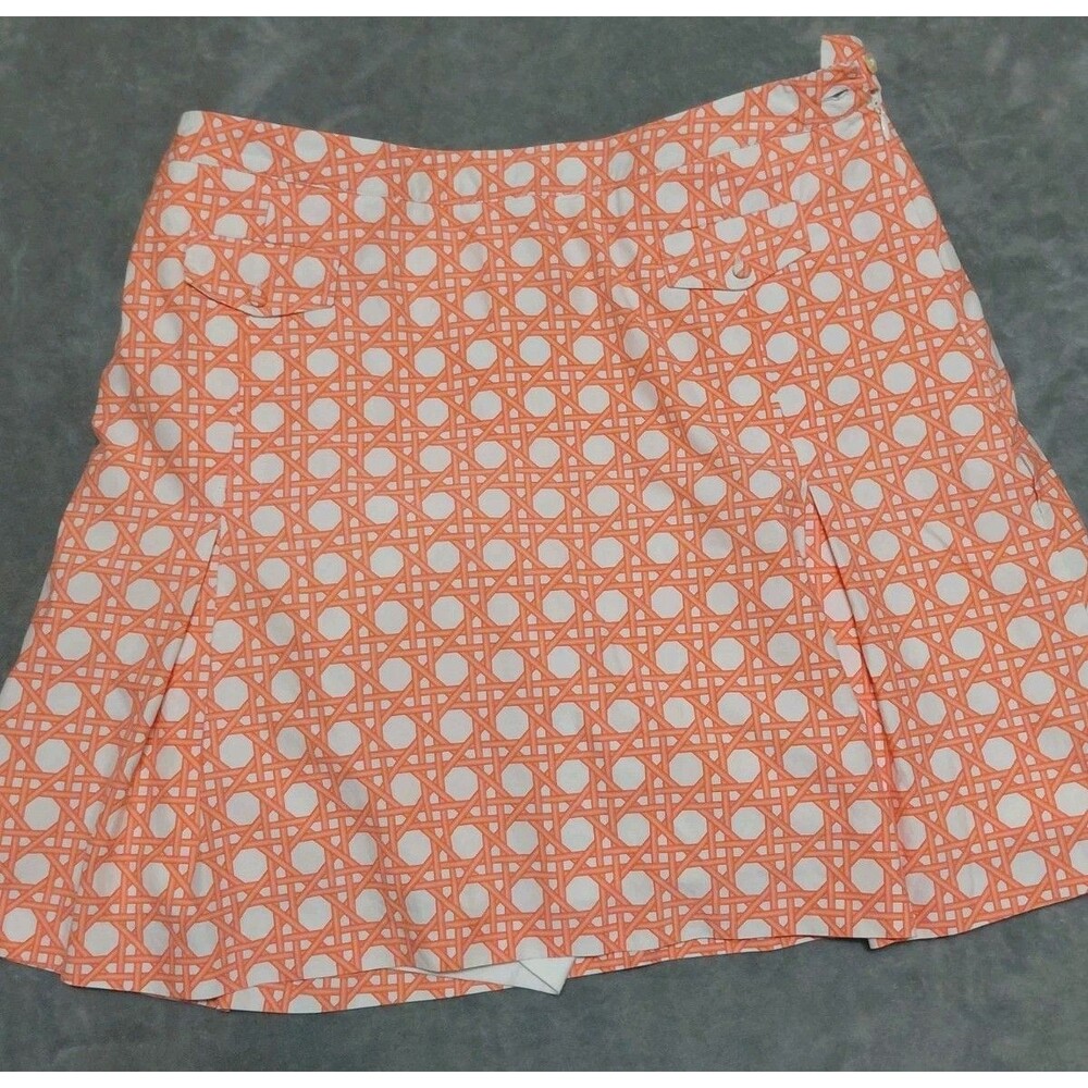 Tommy Hilfiger Womens Golf Skort Pleated  Orange Cream Tenniscore Size 10 Preppy